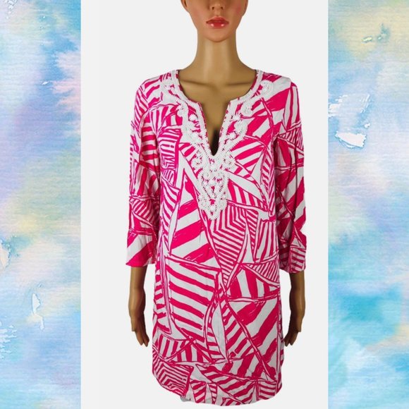 Lilly Pulitzer Julianna Mini Beaded Tunic Dress Capri Pink Small - Picture 5 of 5